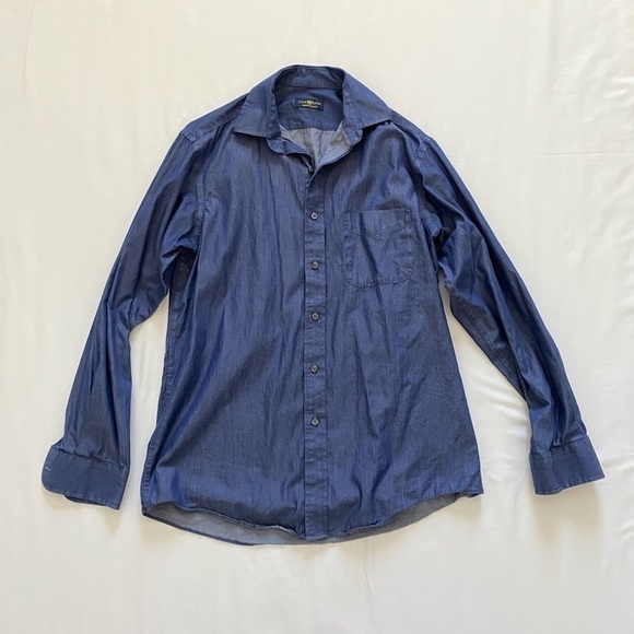 Club Room Men’s Blue Button Down Shirt Neck size 15 sleeves 34/35 - Picture 1 of 8